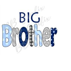 digital png file - big brother blue & grey sibling chevron stripes dots - kids t-shirt sublimation design clip art - ins