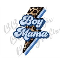 Digital Png File Boy Mama Blue Cheetah Leopard Mom Lightning Bolt Printable Waterslide Iron On Sublimation Design INSTAN