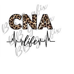 digital png file - cna life - leopard cheetah print certified nurse assistant printable waterslide sublimation design -