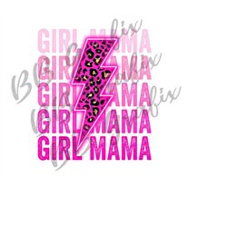 digital png file girl mama neon cheetah ombre stacked leopard mom lightning bolt printable waterslide sublimation design