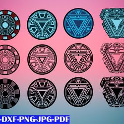 arc reactor svg, bundle superhero marvel svg, png, dxf, pdf, jpg,...