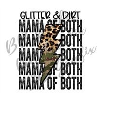 digital png file mama of both stacked distressed camo leopard bolt printable waterslide iron on t-shirt sublimation desi