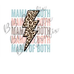 digital png file mama of both stacked leopard cheetah lighting bolt printable waterslide iron on t-shirt sublimation des