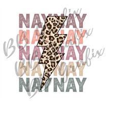 digital png file naynay stacked distressed cheetah leopard bolt printable waterslide iron on t-shirt sublimation design