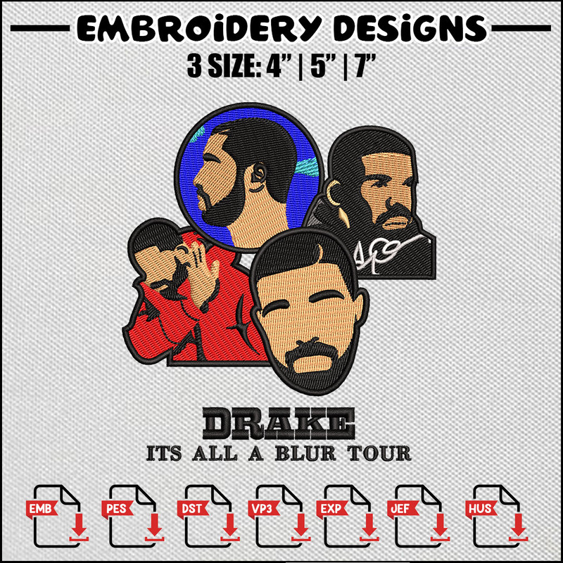 Drake face embroidery design