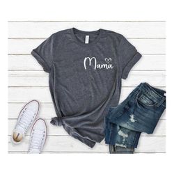 Mama Shirt, Mama Heart Shirt, Funny Mama Tee, Boho Shirt for Mother, Mama Gift, Motherhood Shirt, Pregnancy Reveal Shirt