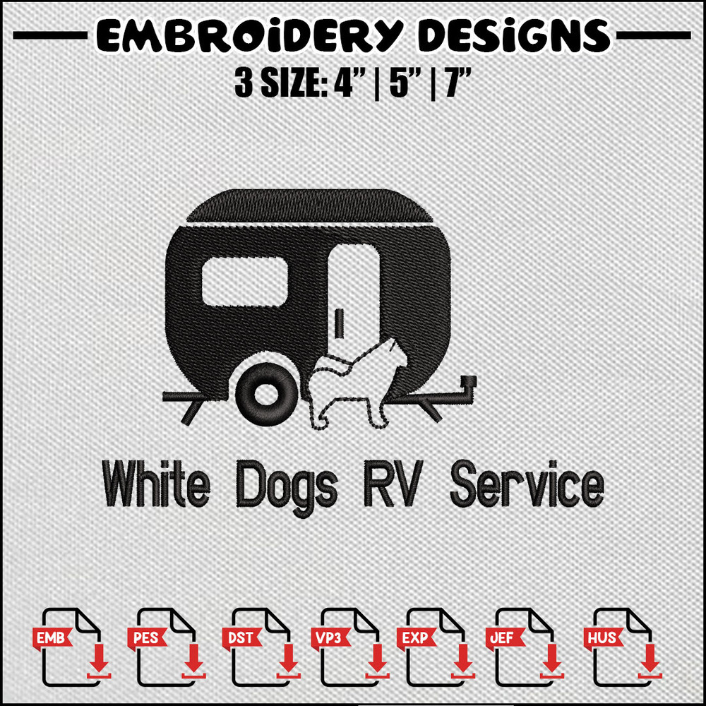 White dog embroidery design