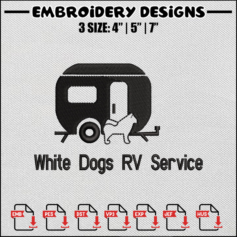 White dog embroidery design