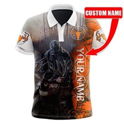 bow hunter, deer hunting custom name polo shirt kv