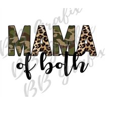 digital png file mama of both army camo cheetah leopard printable waterslide t-shirt dtg printing sublimation design ins