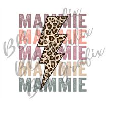 digital png file mammie stacked distressed cheetah leopard bolt printable waterslide iron on t-shirt sublimation design