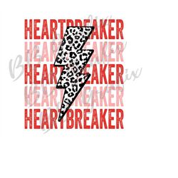 Digital Png File Heartbreaker Distressed Lightning Bolt Valentines Day Leopard Cheetah Shirt Sublimation Printable Desig