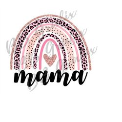 digital png file mama rainbow watercolor leopard cheetah heart valentine doodle printable sublimation design instant dow