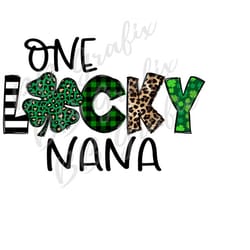digital png file one lucky nana leopard shamrock plaid cheetah printable st patty waterslide sublimation design clip art