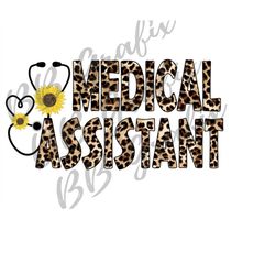 digital png file medical assistant leopard print cheetah sunflower clip art sublimation design dtg printing printable in