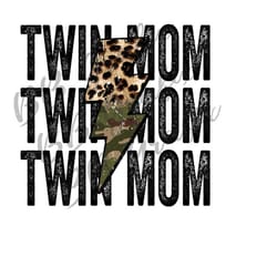 digital png file twin mom of both stacked distressed camo leopard bolt printable waterslide t-shirt sublimation design i