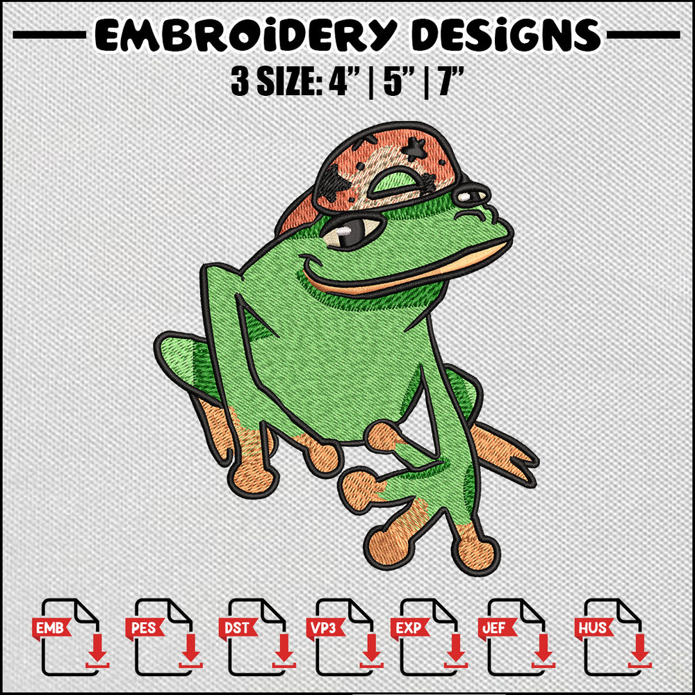 Frog boy embroidery design