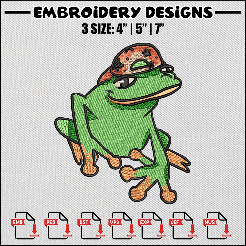 Frog boy embroidery design