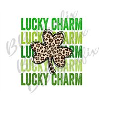 digital png file lucky charm shamrock stacked cheetah leopard st. patrick's day printable waterslide sublimation design