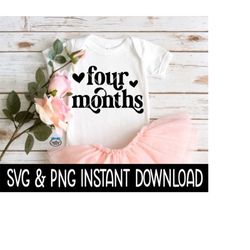four months baby svg, 4 month baby png, month milestone baby bodysuit svg, instant download, cricut cut files, silhouett