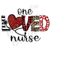 Digital Png File One Loved Nurse Stethoscope Heart Leopard Stripe Rose Blush Floral Nurse Doctor T-Shirt Sublimation Des