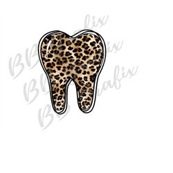 digital png file tooth cheetah leopard dentist dental printable waterslide iron on sublimation design instant download
