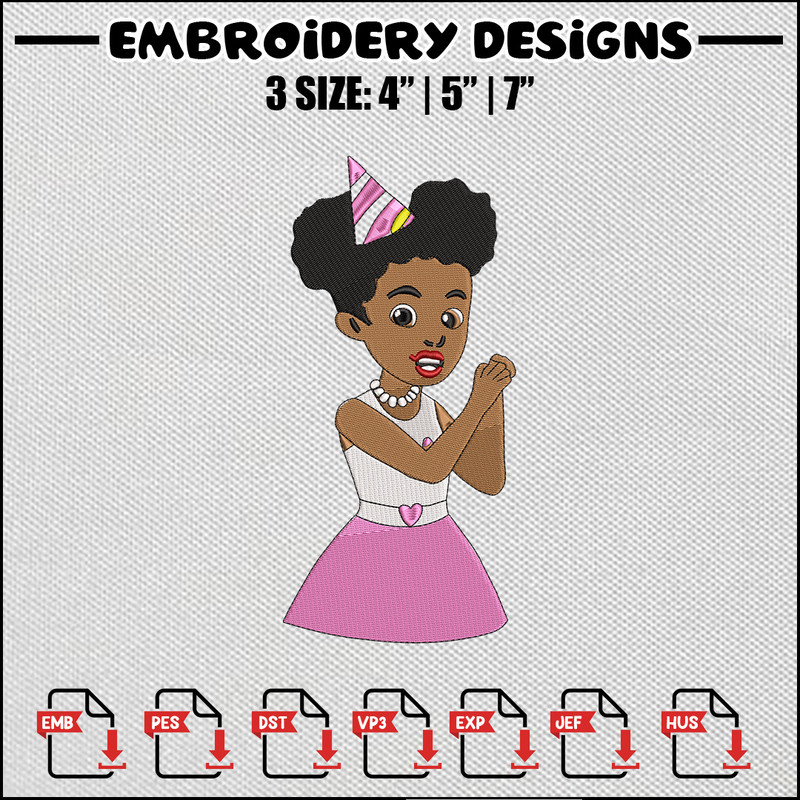 Black girl embroidery design