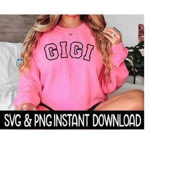 gigi svg, gigi college letter outline png file, instant download, cricut cut file, silhouette cut file, download, print