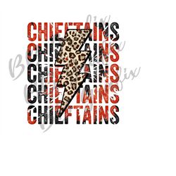 digital png file chieftains stacked distressed tie dye cheetah leopard team bolt printable t-shirt sublimation design in