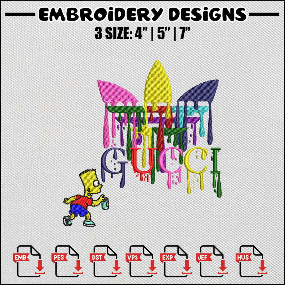 Nike bart simpson embroidery design