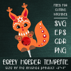 Squirrel Lollipop Holder | Paper Craft Template SVG