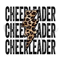 Digital Png File Cheerleader Stacked Distressed Cheetah Leopard Bolt Printable Waterslide Iron On Shirt Sublimation Desi