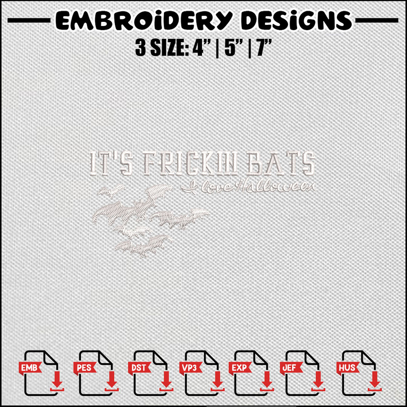 Bat halloween embroidery design