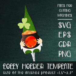 Saint Patrick's Gnome | Lollipop Holder | Paper Craft Template SVG