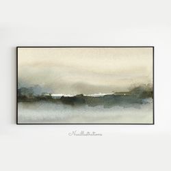 Samsung Frame TV Art Abstract Gray Brown Landscape Watercolor, Neutral Abstract Minimalist Downloadable, Download Art