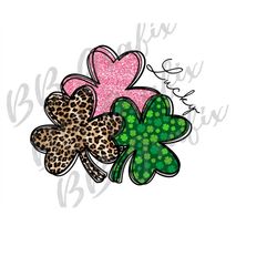 digital png file lucky clover trio shamrock cheetah leopard plaid st patrick's day printable waterslide sublimation desi