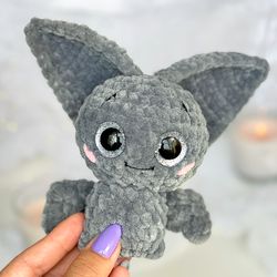 bat crochet pattern, halloween amigurumi plushie, cute kawaii halloween gifts, easy crochet fall pattern for beginners