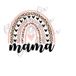 digital png file mama rainbow heart blush watercolor leopard cheetah printable waterslide clip art sublimation design in