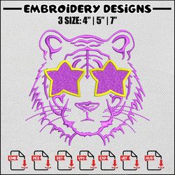pink tiger embroidery design, tiger embroidery, animal design, embroidery file, embroidery shirt, digital download