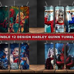 bundle 4 designs harley quinn tumbler wrap, harley quinn tumbler 20oz png,harley quinn tumbler 13