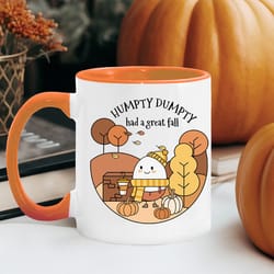 fall mug, humpty dumpty mug, hello fall coffee mug, fall decor, autumn mug, fall cups, thanksgiving gift, cute mugs for