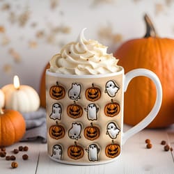 halloween mug, boo pumpkin mug, cute ghost halloween mug, fall autumn coffee mug, gift for her, inflated sprinkle mug, t