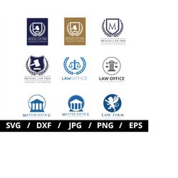 law firm logo sets illustration svg, master law firm, law office, master justice, law firm elements emblems icon badge s