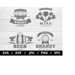 craft beer logo sets collection illustration svg, whiskey, wine, brandy, brewery, beer shop, beer labels emblems icon ba
