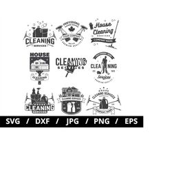 cleaning services logo sets illustration svg, house cleaning service, office cleaning service, cleaning service icon bad