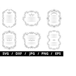 floral borders text frames illustration svg,  vintage ornament frame svg, wedding greeting card template svg, floral wre