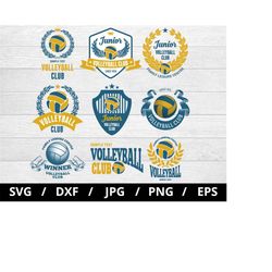 volleyball club logo sets illustration svg, volleyball tournament, junior volleyball team, volleyball emblems icon badge