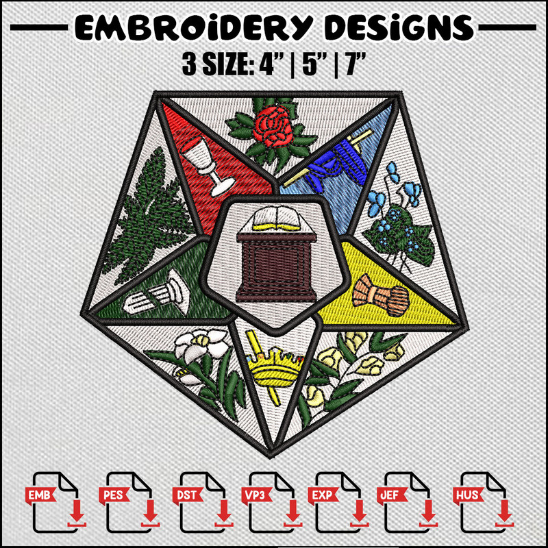 Star book embroidery design