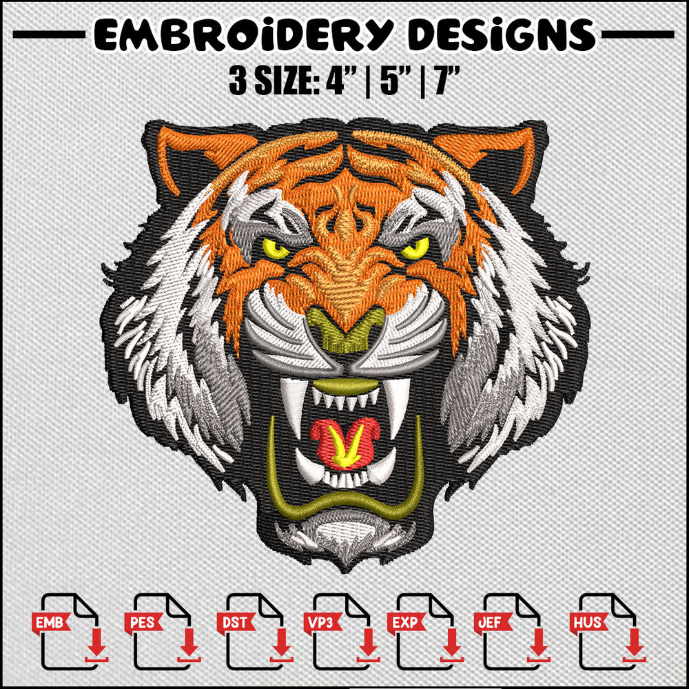 Lion face embroidery design
