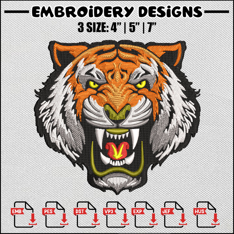 Lion face embroidery design